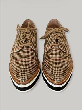 HALOGEN x Atlantic-Pacific Plaid Platform Oxford Shoes Size 8